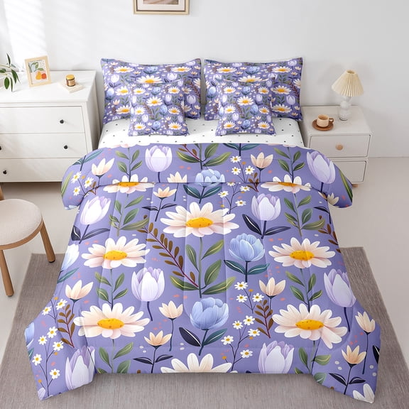 Castle Fairy Chic Floral Twin Bedding Sets,Spring Garden Flower Bedding Comforter Set
