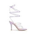 thumbnail image 3 of BLISSFUL STEP Women's Satin Rhinestone Clear Strap Strappy Lace Up Stiletto Heel Sandals, 3 of 8
