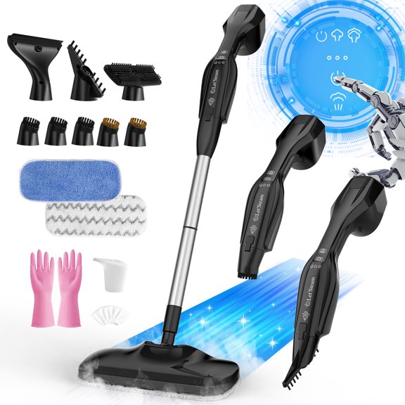 LuxSteam Multi-Surface Steam Mop - 2 Steam Modes, 17 Tools, Swivel Head - Deep Cleans & Sanitizes Floors