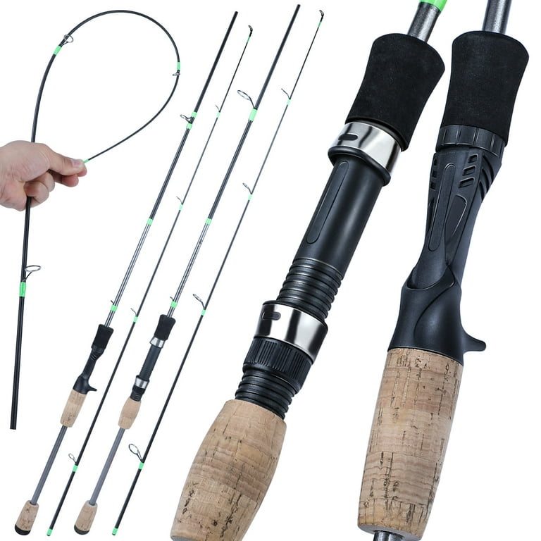 Sougayilang Flexible Fishing Rods, Spinning Rods & Casting Rods 2 Pieces, Size: 602, Black