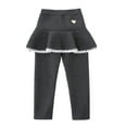 thumbnail image 2 of Esaierr Baby Kids Girls Winter Thicken Leggings with Tutu Skirts Winter Culottes Footless Tights Fleece Skirt Pants 2-10Y Toddler Fleece Lined Leggings with Ruffle Skirt, 2 of 7