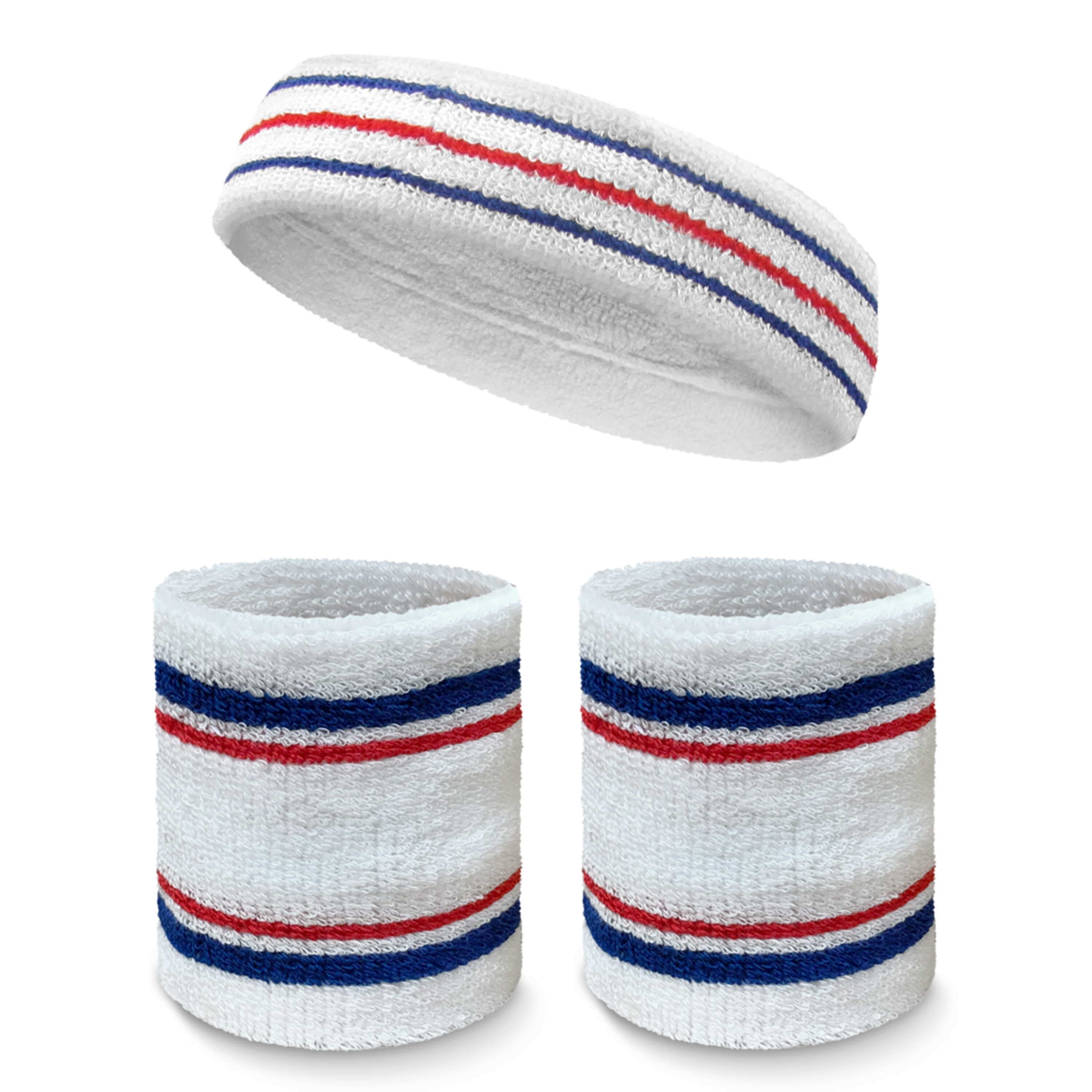COUVER Premium Tennis Style Standard Size Sweatband Headband Wristbands