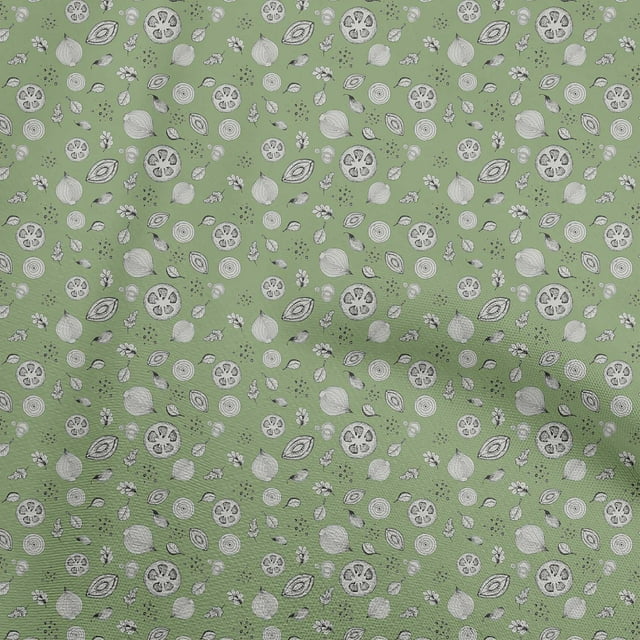 oneOone Polyester Spandex Light Green Fabric Fruits Dress Material Fabric Print Fabric By The Yard 56 Inch Wide