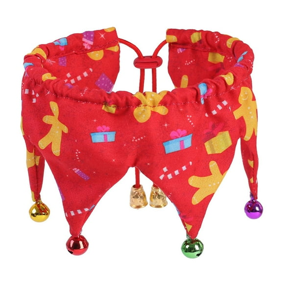 ZPAQI Christmas Dog Bandanas with Bells Gingerbread Man Santa Pet Scarf Kerchief