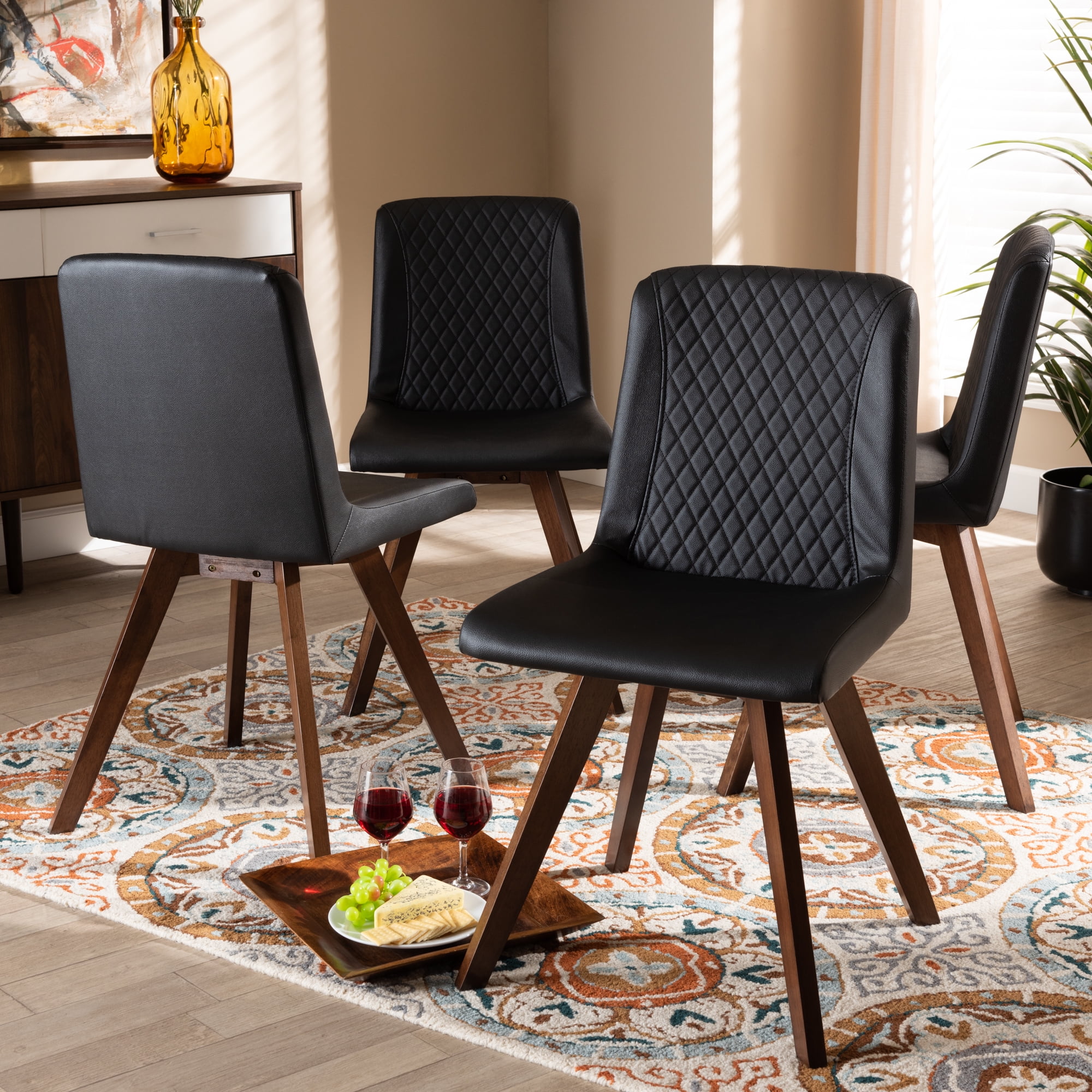 Baxton Studio Pernille Dining Chair, Set of 4, Black