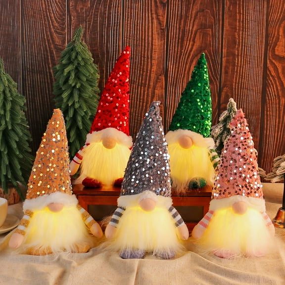Christmas Gnomes Decorations with LED Light, 3 Pack Handmade Swedish Tomte Gnomes, Lighted Scandinavian Santa Elf Plush Table Ornaments, Xmas Holiday Winter Party Home Decor Gift
