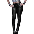 thumbnail image 2 of Rock Style Women's Faux Leather Leggings Gothic Punk Skinny PU Leather Pants Mid Rise Novelty Studded Tight Pants, 2 of 5