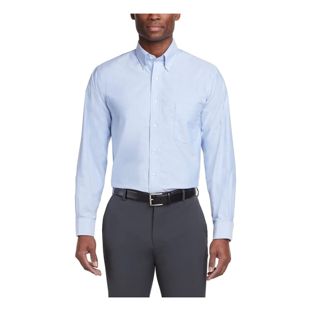 Camisa de vestir Van Heusen Oxford Solid Regular Fit para Hombre Azul