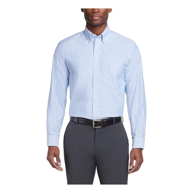 Camisa de vestir Van Heusen Oxford Solid Regular Fit para Hombre Azul