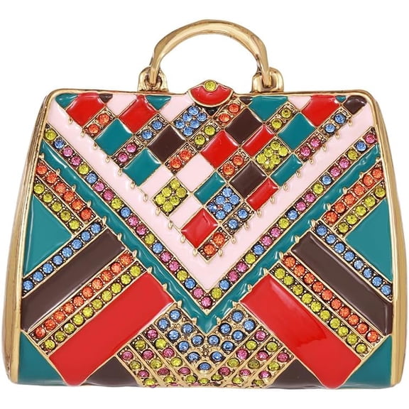 Women's Rhinestone Handbag Shaped Brooch Lapel Pin for Women Girls - Crystal Fashion Enamel Bag Clothes Accessories Brooches Pins Dainty Jewelry for Sweater Hat Dresses Suit Coat Backpack