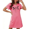 thumbnail image 4 of Wancir Women's Soft Dragonfly Print Lounge Dress, Plus Size Short Round Neck Nightdress, 4 of 5