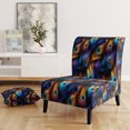 thumbnail image 2 of Designart "blue and purple Vibrant Peacock Feather I" Blue Feathers Upholstered Accent Chair - Bohemian & Eclectic Arm Chair For Bedroom, 2 of 5