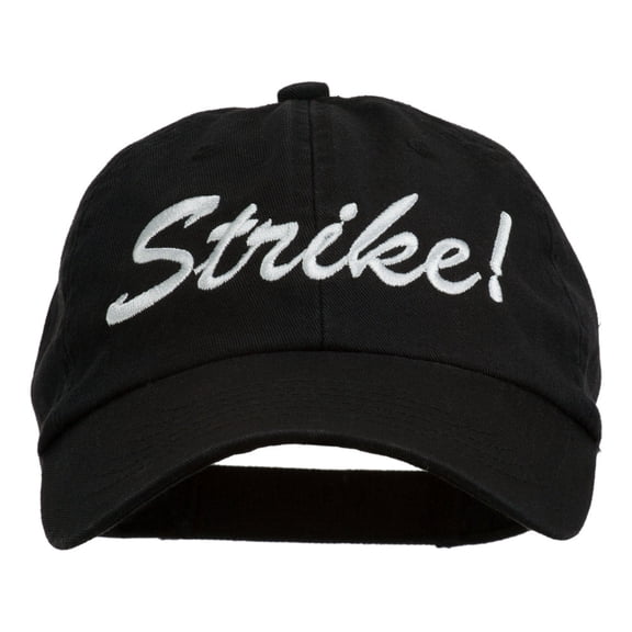 Bowling Strike Embroidered Low Profile Washed Cap - Black OSFM