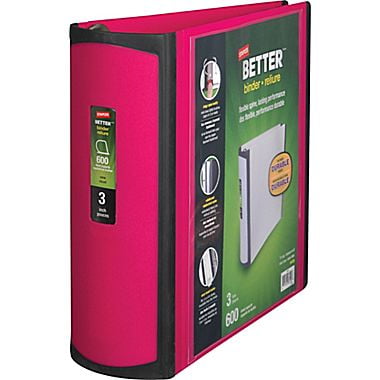staples better 3 inch d 3 ring view binder pink 15128 us