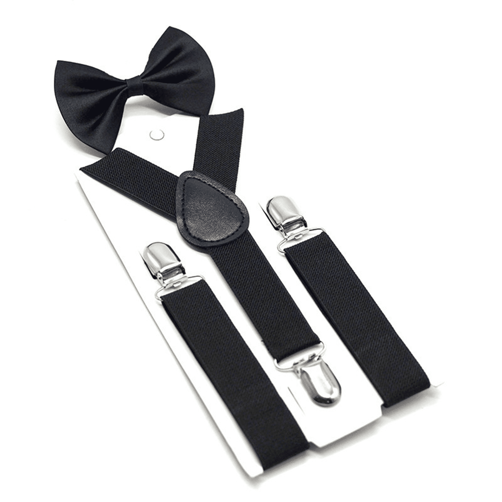 Suspender Bow Tie Set Clip On Y Shape Adjustable Braces, 80s