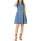 thumbnail image 5 of INSPIRE CHIC Vestido de Camisa Sin Mangas de Mezclilla para Mujeres con Cuello en V y Cinturón, Corte Ajustado y Amplio, Talla M, Color Azul, 5 of 7
