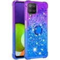 thumbnail image 6 of for Samsung Galaxy A22 4G (NOT 5G) Case w/Ring Holder,Samsung Galaxy M32 Clear Gradient Quicksand Glitter Flowing Liquid Floating Phone Case TPU Cover for Samsung Galaxy A22 4G JB Purple Navy, 6 of 7