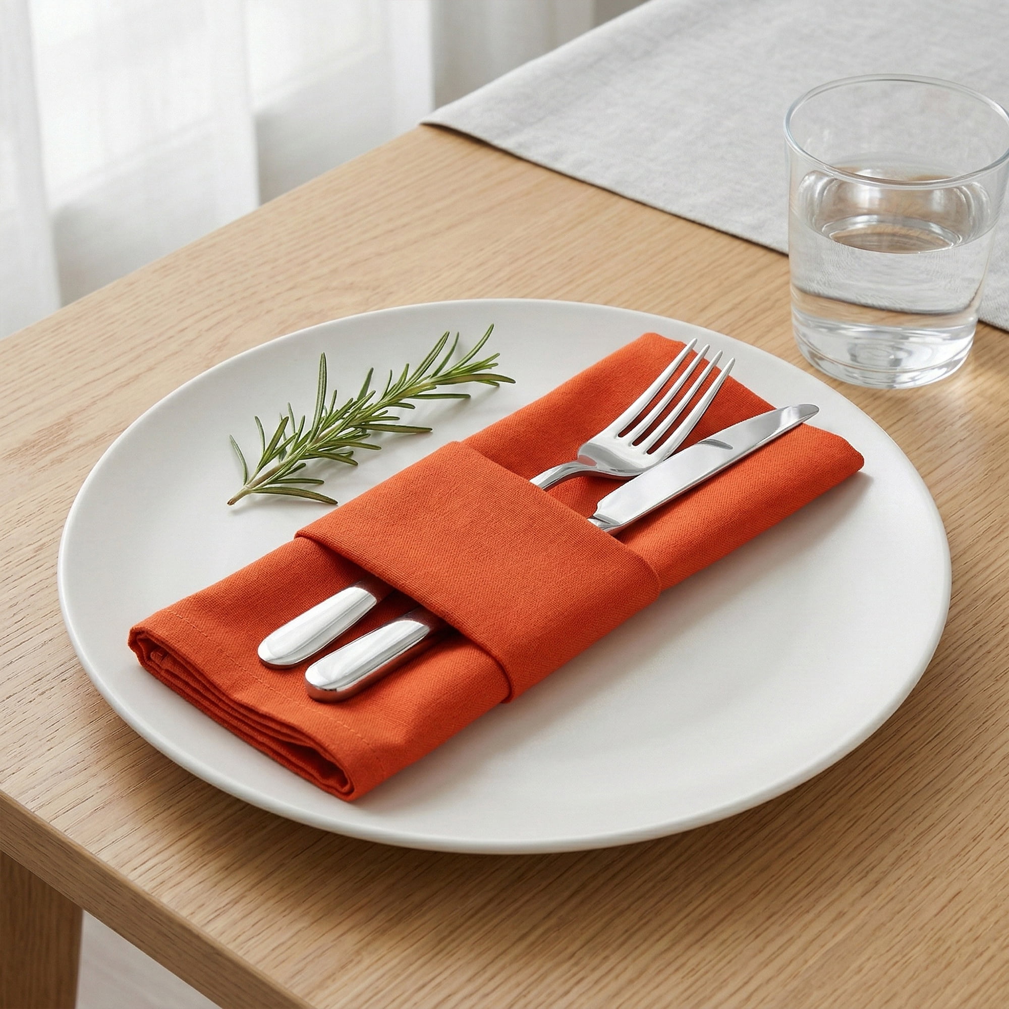 Unique Bargains 12Pcs Cotton Washable Reusable Events Cloth Napkins Orange 16x16inch