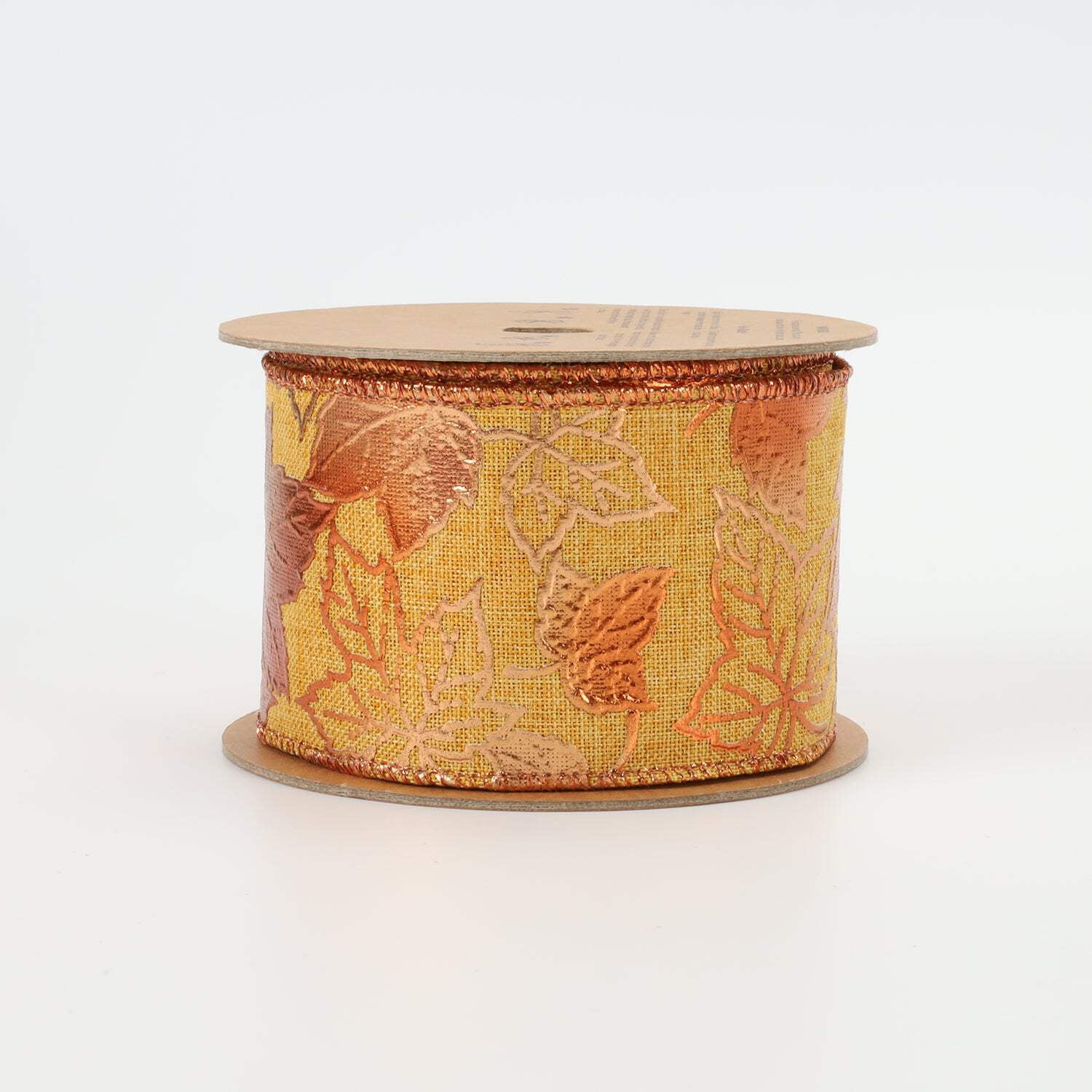 LaRibbons 2 1/2" Wired Ribbon | "Metallic Maple Leaf" Marigold/Copper | 10 Yard Roll