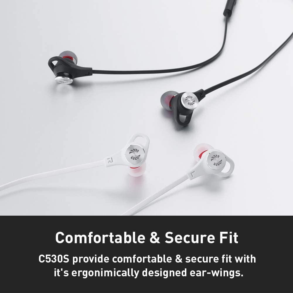 Phiaton C530S in Ear Stereo Wired Earbuds with Headphone Jack. Earphones with Microphone and Controller, Extra Bass, Inline Controls