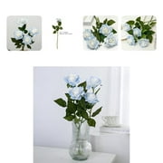 Simulation Rose No-watering Anti-fade Moisturizing Feel Gradient Colour Broken Ice Blue Artificial Rose for Home