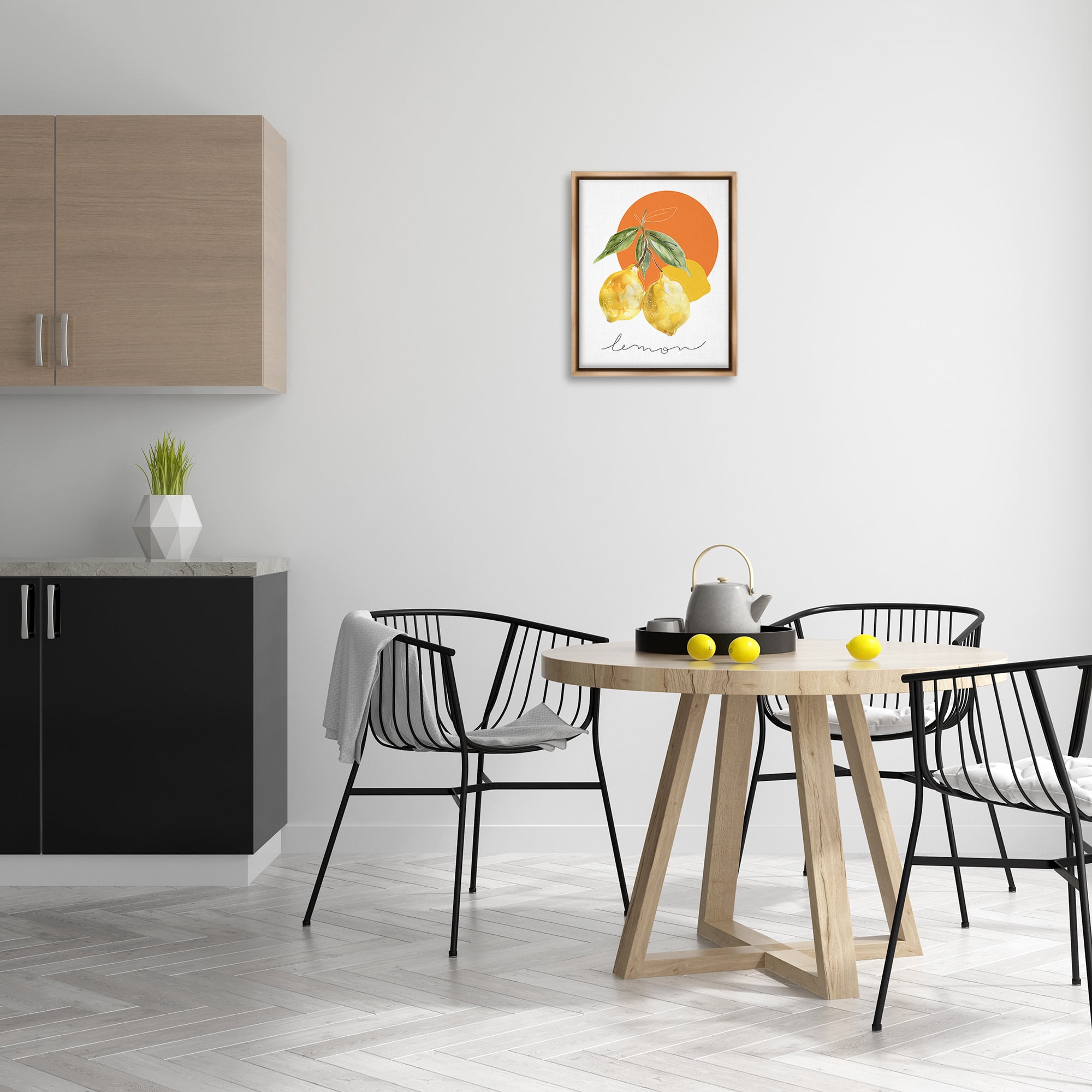 Stupell Industries Modern Lemons Branch Food & Beverage Painting Brown Floater Framed Canvas Art Print Wall Art, 17 x 21