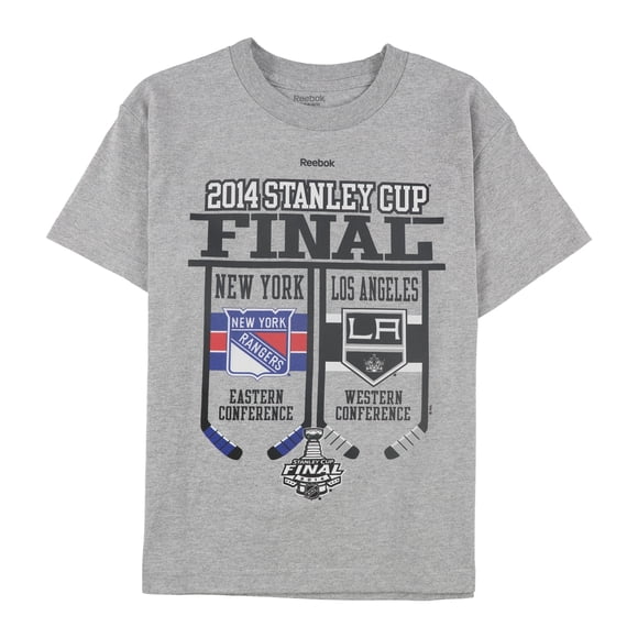 Camiseta gráfica Reebok Boys 2014 Stanley Cup Rangers vs Kings, gris, M