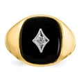 thumbnail image 4 of 14K Yellow Gold Ring Band Men's Diamond Round Onyx Black, Size 9, 4 of 5