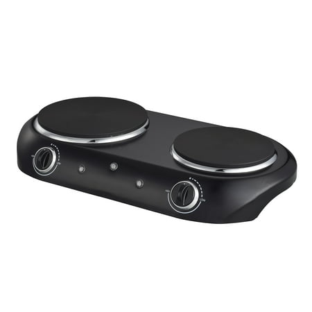 Mainstays Double Burner, 1800 W, Black Electric Cooktop, 1 Each, Assembled Product