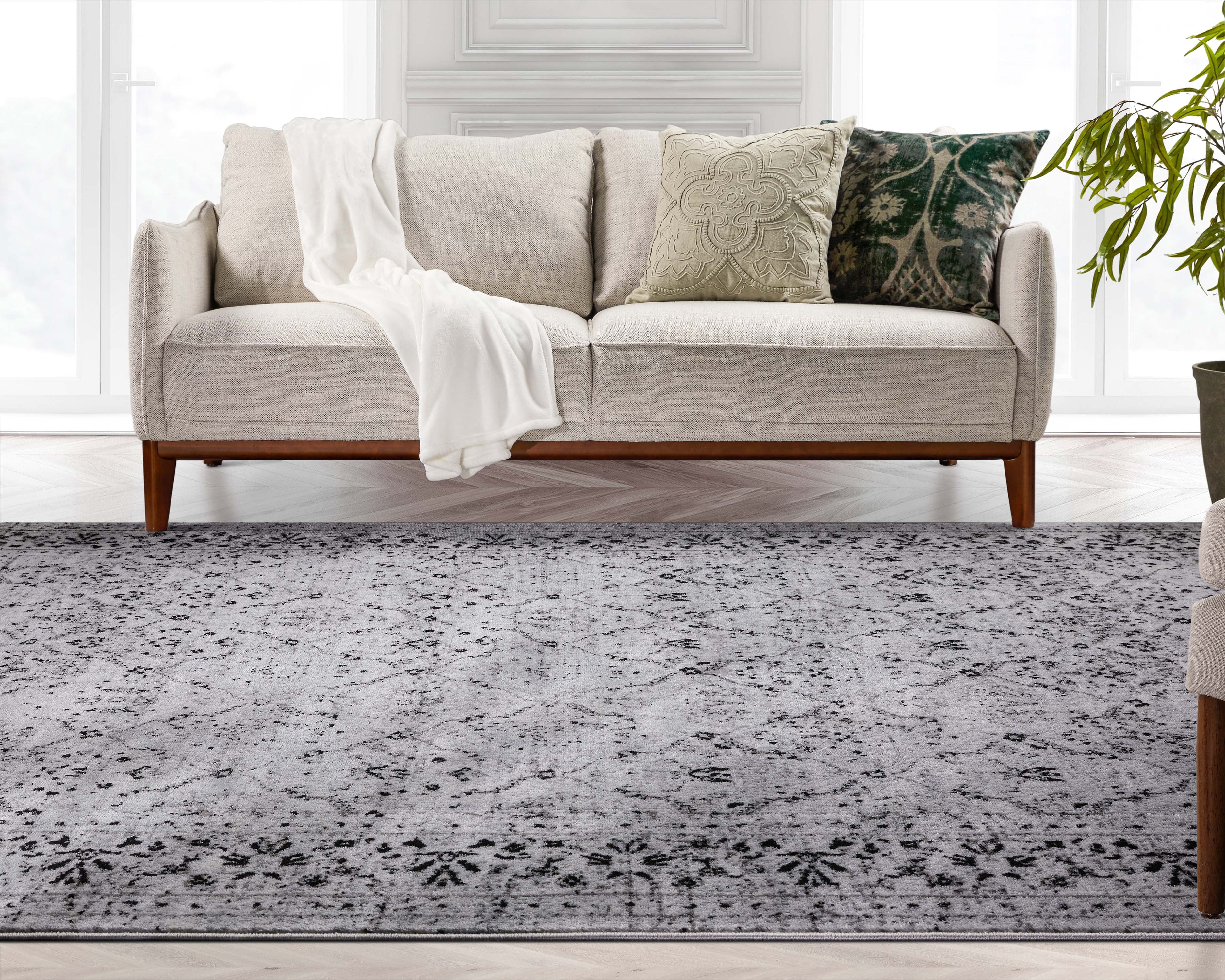 Well Woven Zazzle Argos Vintage Oriental Grey 7'10" x 9'10" Area Rug