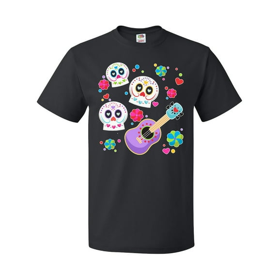 Inktastic Day of the Dead Owl Sugar Skulls and Guitar T-Shirt