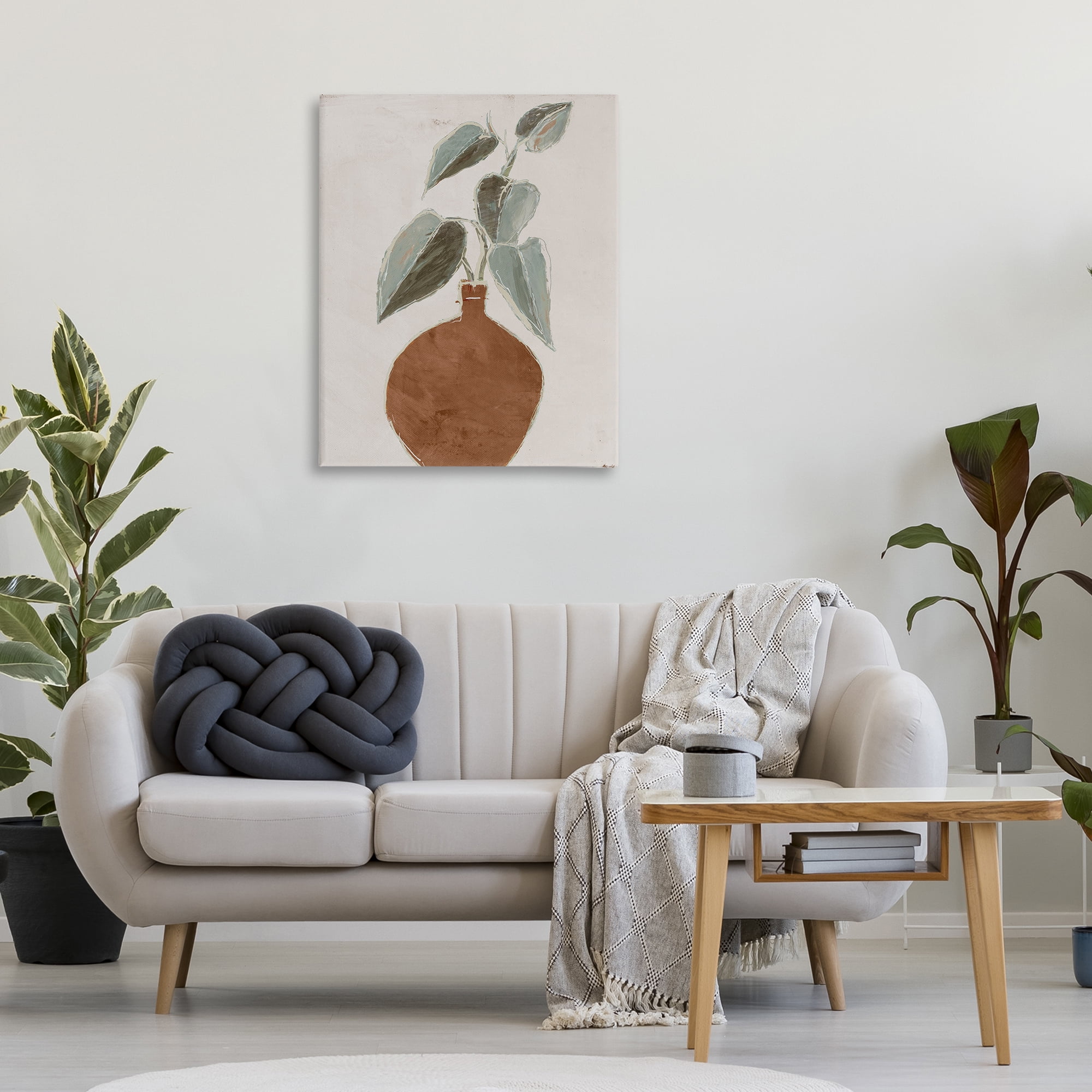 Stupell Industries Natural Tan Greenery Plants & Flowers Painting Wrapped Canvas Art Print Wall Art, 30 x 40