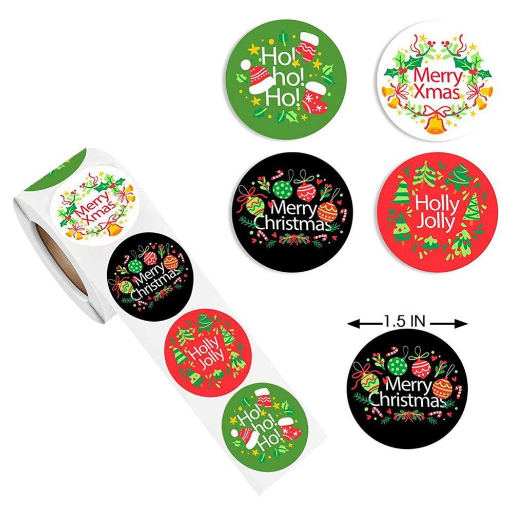 500 Pieces 1.5 Inch Christmas Thank You Labels Stickers Mustard and Pink  Christmas Stickers Roll Happy Holidays Sticker Round Circle Label Stickers  ...