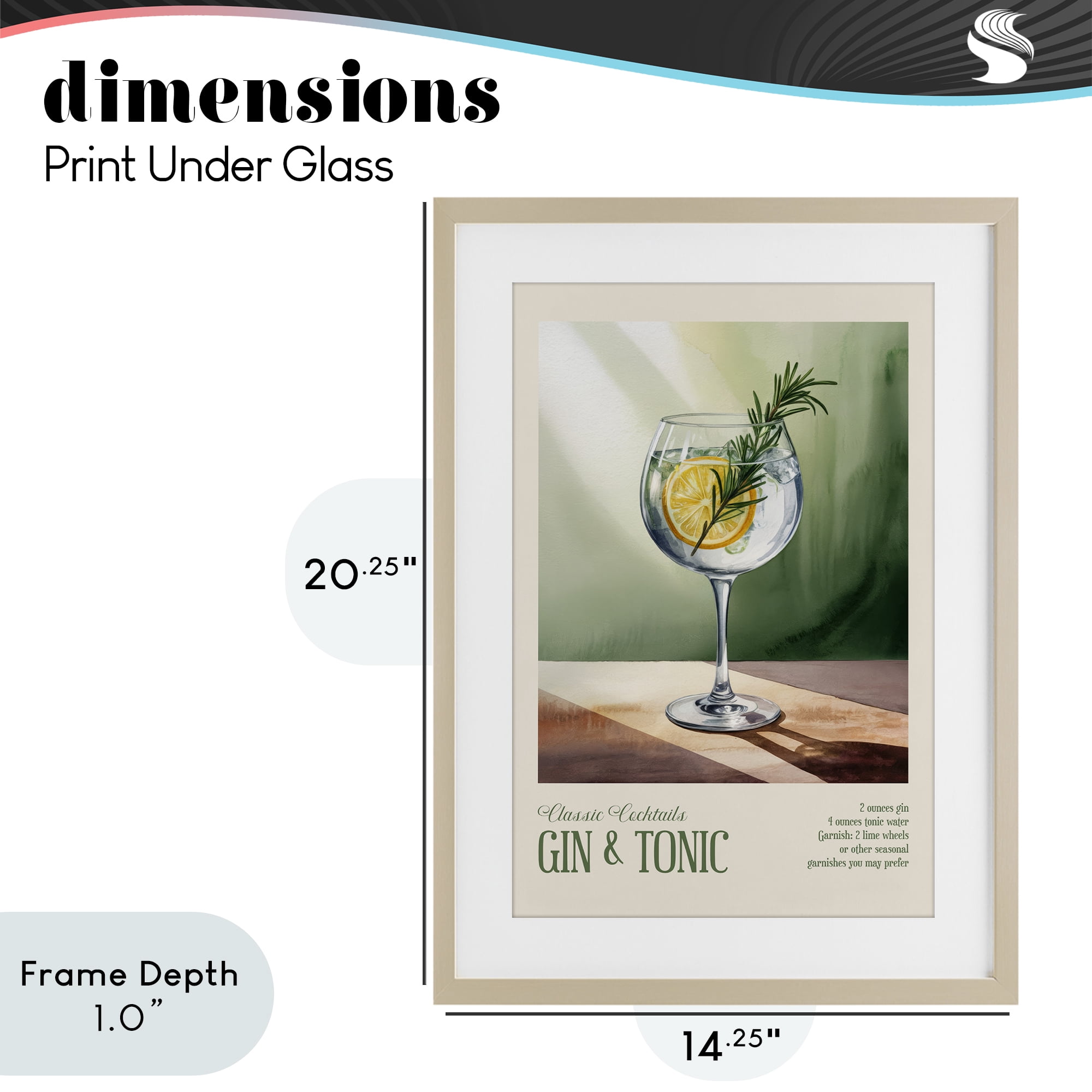 Stupell Industries Gin & Tonic Sun Rays Birch Framed Print Under Glass, design by Andreas Magnusson