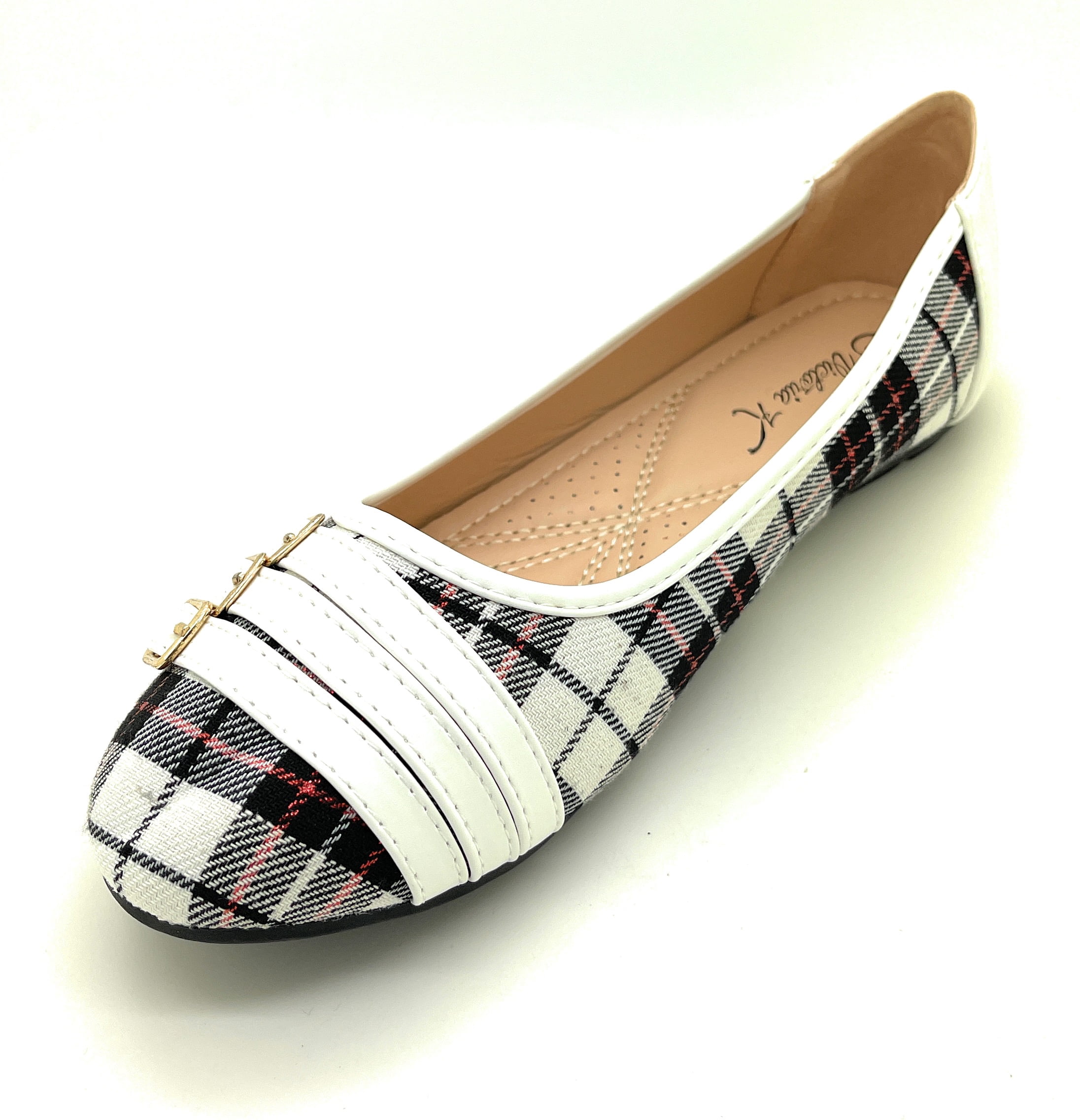 Three Lair Belted Plaid Ballerina Flats