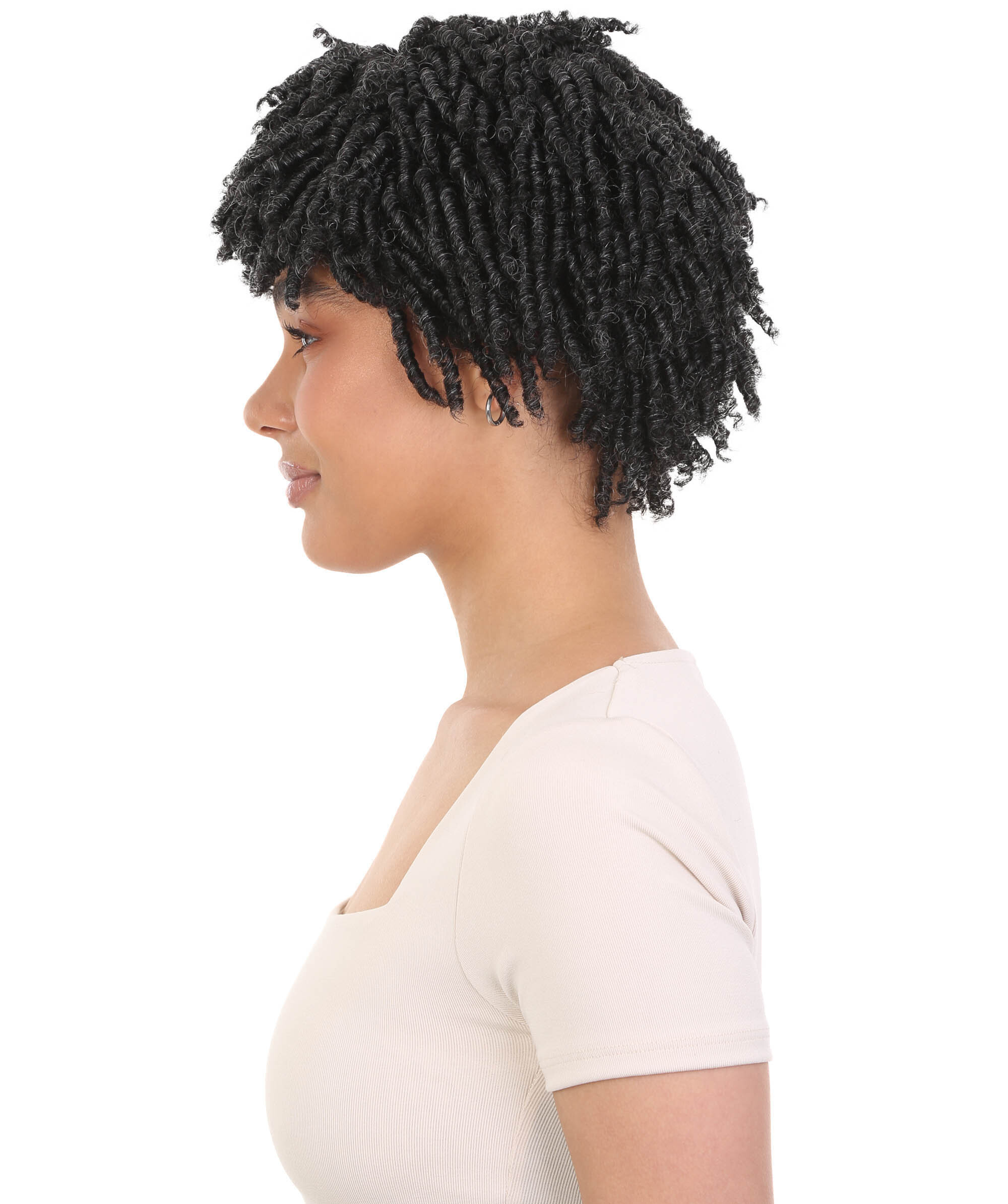 LUXLUXE Kayla Curly Locs 11 in Long Full Wig Full Cap Wig, Heat Resistant Fibers, Salt and Pepper Blend