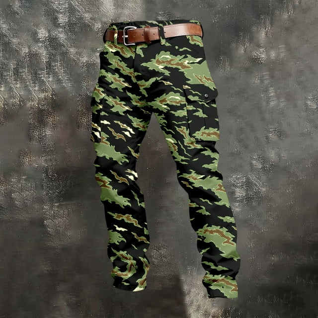 Geometric Print Cargo Pants For Daily Wear With Front Pockets Workwear Trousers For Everyday Use
