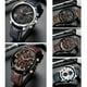 thumbnail image 4 of Reloj, Reloj de pulsera informal de negocios con movimiento de cronómetro de cuarzo para hombre Tomshoo Negro, 4 of 7