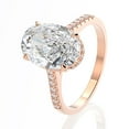 thumbnail image 3 of 2.25Ct Rose Gold Oval Cut Diamond Engagement Ring Set, Half Eternity Ring, Hidden Halo Bridal Ring, Perfect Gift For Her, 3 of 9
