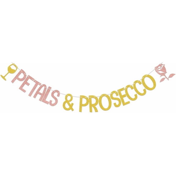 Petals & Prosecco Banner, Bridal Shower Decorations, Mimosa Bar Decor, Bride to Be Miss to Mrs, Champagne Engagement Bachelorette Birthday Party Supplies Gold & Rose Gold