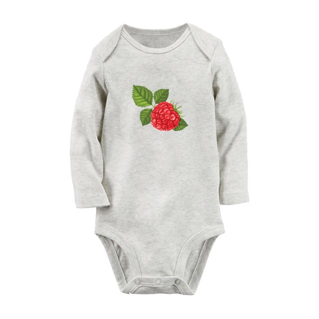 iDzn Fruit Raspberry Image Print Cute Rompers, Newborn Baby Unisex Bodysuits, Infant Jumpsuits, Toddler 0-12 Months Kids Long Sleeves Oufits