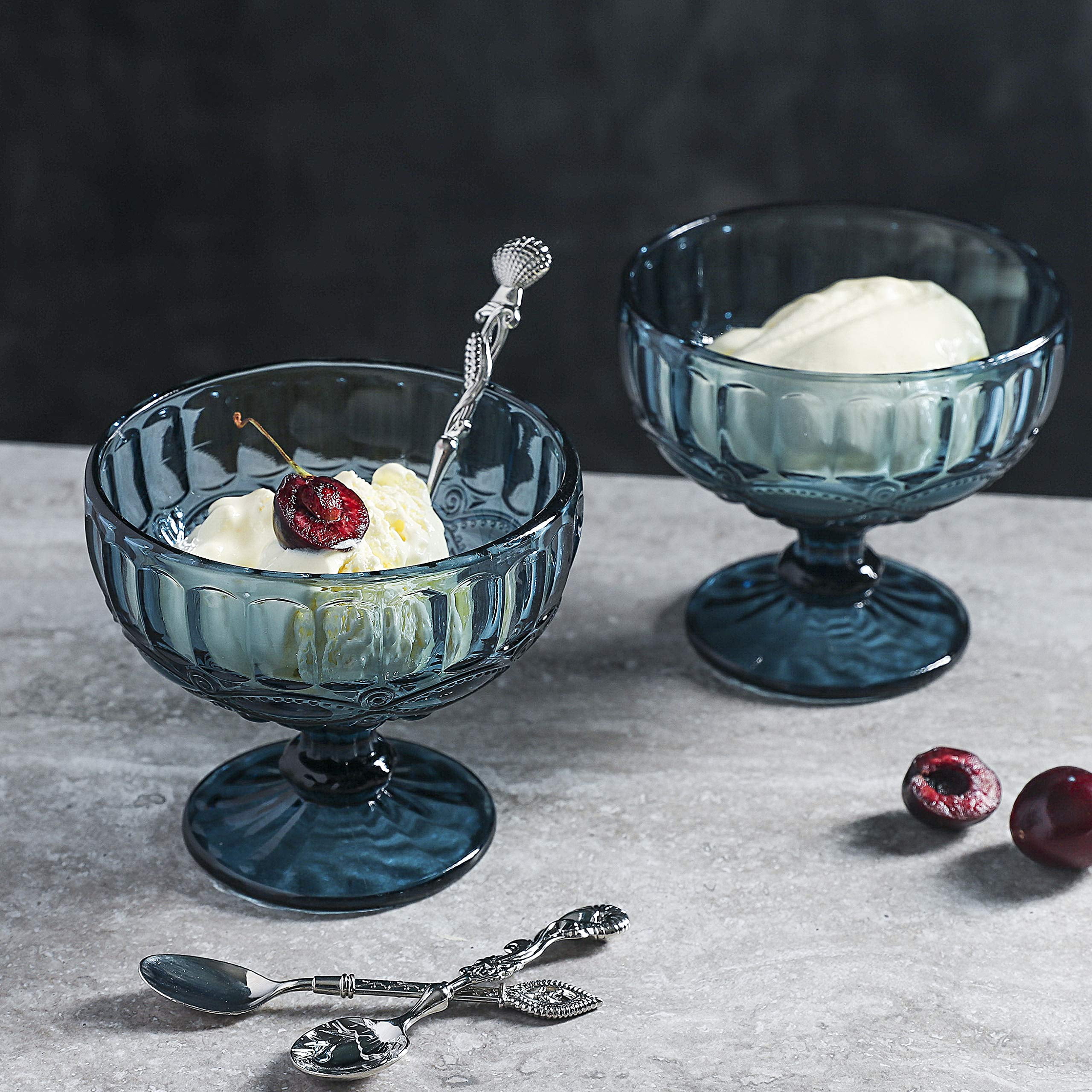 3pcs set, 5/6/8inch, embossed glass dessert ice cream bowl set