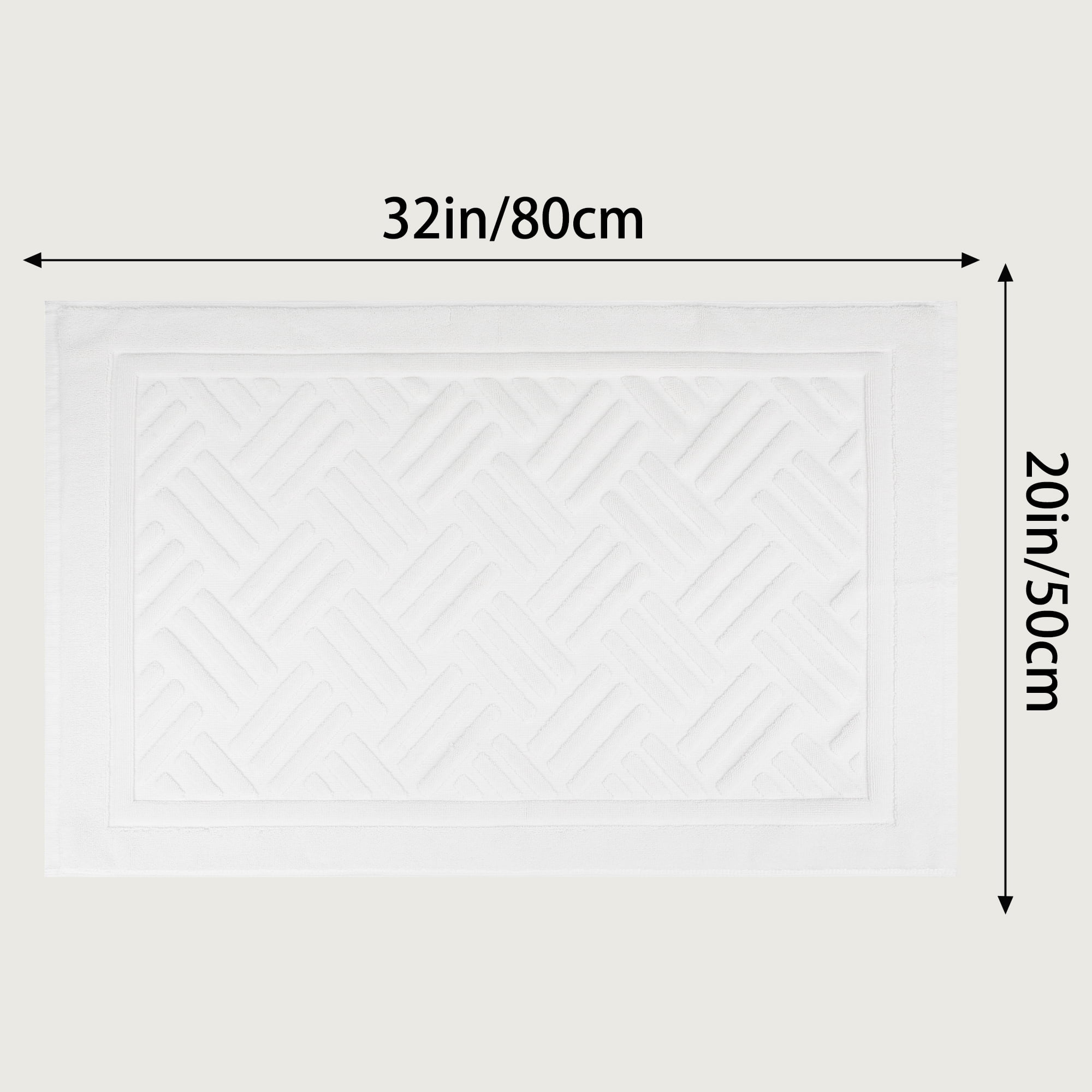Unique Bargains Cotton Mat Towel Absorbent Floor Bath Rugs for Bathroom Beige 20" x 32"