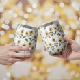 thumbnail image 2 of 12oz Stemless Wine Tumblers White Stem Sunflower Pattern Vacuum Insulated Stainless Steel Travel Tumbler Cups Mug with Lid and Straw for Champaign,Cocktail,Beer with Cleaning Brush, 2 of 5