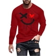 thumbnail image 2 of Pisexur Chemise à Manches Longues Homme Tissu de Haute Qualité T-Shirt à Manches Longues Homme, Haut Imprimé à Manches Longues Col Rond et Visage Souriant Rouge,m, 2 of 4
