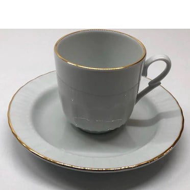 Turkish Coffee Cup Set of 6, Cuban Porcelain Fancy Espresso Cups with Saucers