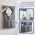 thumbnail image 5 of 2 Pack Hanging Laundry Hamper Bag, Over the Door Dirty Clothes Basket with Zipper & Pocket, Large Capacity Laundry Organizer with Hooks & Adhesive Stickers for Bathroom, Bedroom, Kids Room, 5 of 7