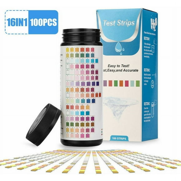 16 in 1 PH Test Strips Swimming Pool Spa Easy and Fast Detection of pH, Test Strips for Swimming Pool 100Pcs