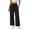 Black, variant on Women's Elastic Waist Casual Straight Leg Chino Pants Full Length Mid Waist with Adjustable Drawstring and Side Pockets Relaxed Fit Soft Cotton Blend Trousers for Everyday Wear