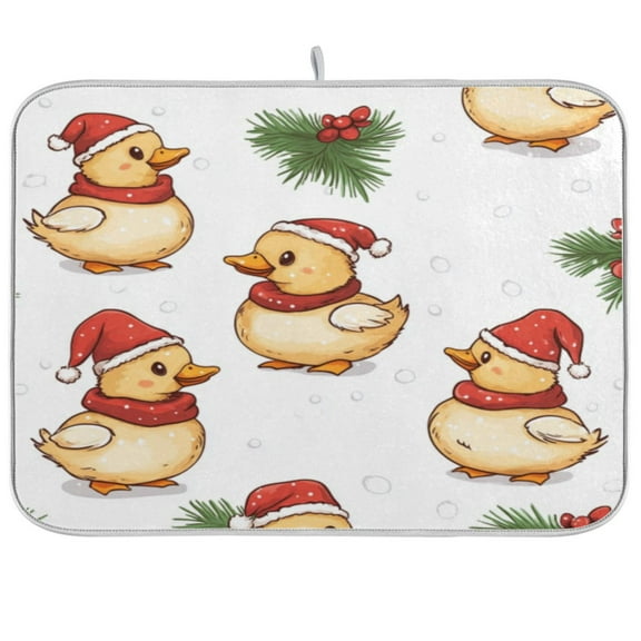 Kitchen Drying Mat 16x18In Drying Dish Mat Dish Drying Mats Kitchen Countertop Multi-Function Drain Drying Mat Kitchen Table Christmas Cute Duck